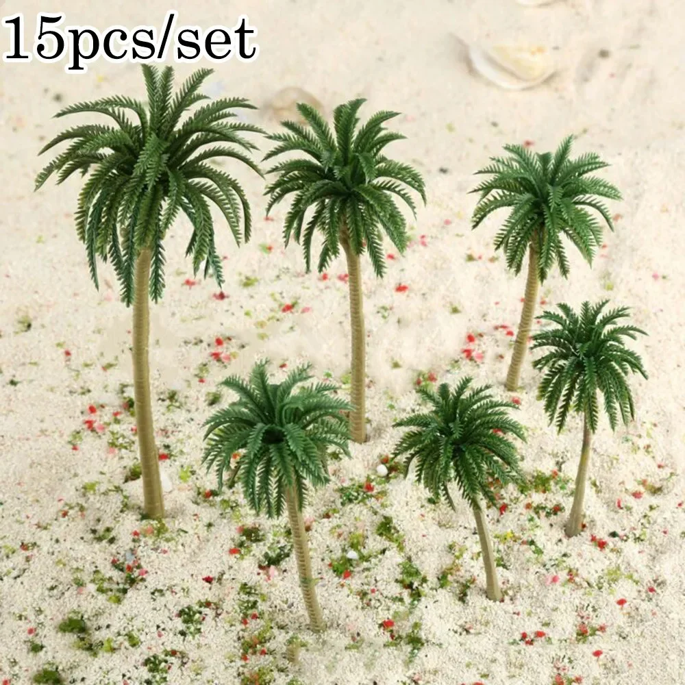 

15pcs Height 7-16cm Coconut Palm Tree Model DIY Park Rainforest Train Railroad Decoration Building Landscape Miniature Tree