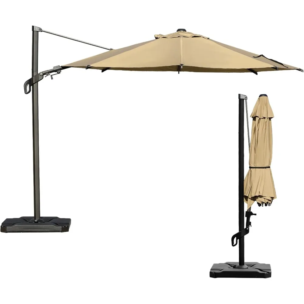 

10-foot vienna-style cantilever patio umbrella with 360-degree rotation and uv 50+ protection