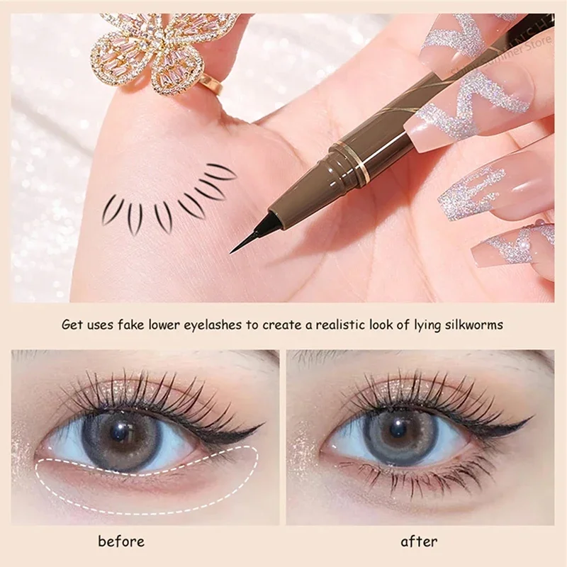 Ultracienki matowy eyeliner w płynie ołówek wodoodporny szybkoschnący czarny brązowy leżący jedwabnik dolne rzęsy makijaż oczu eyeliner