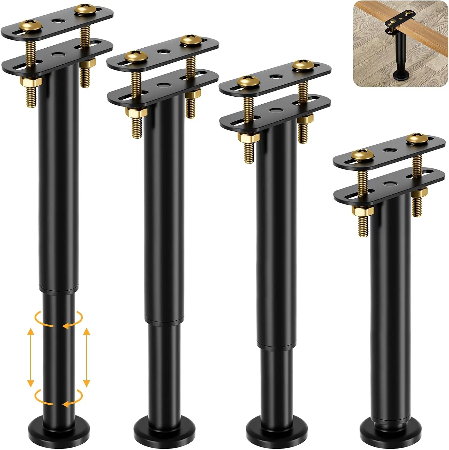 

4Pcs Adjustable Height Bed Support Legs 10-17 Inch, Extra Durable Steel Bed Frame Support Legs With Wider Base, Bed Slat
