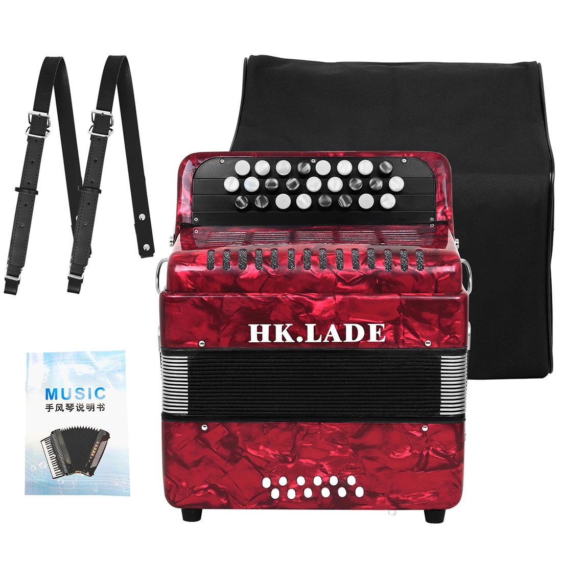 HK LADE 25 Key 12 Bass Key Button Professional Bayan Accordion Sheepskin Bellows Backpack Accessories High-end Accordion