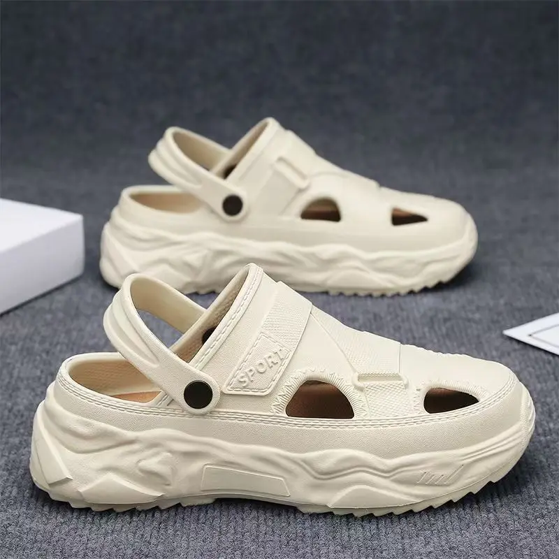 

Man's Summer Baotou Hollow Out Outdoor Beach Sandals Thick Sole Non Slip Waterproof Dual Purpose Casual Sports Sandals Slippers
