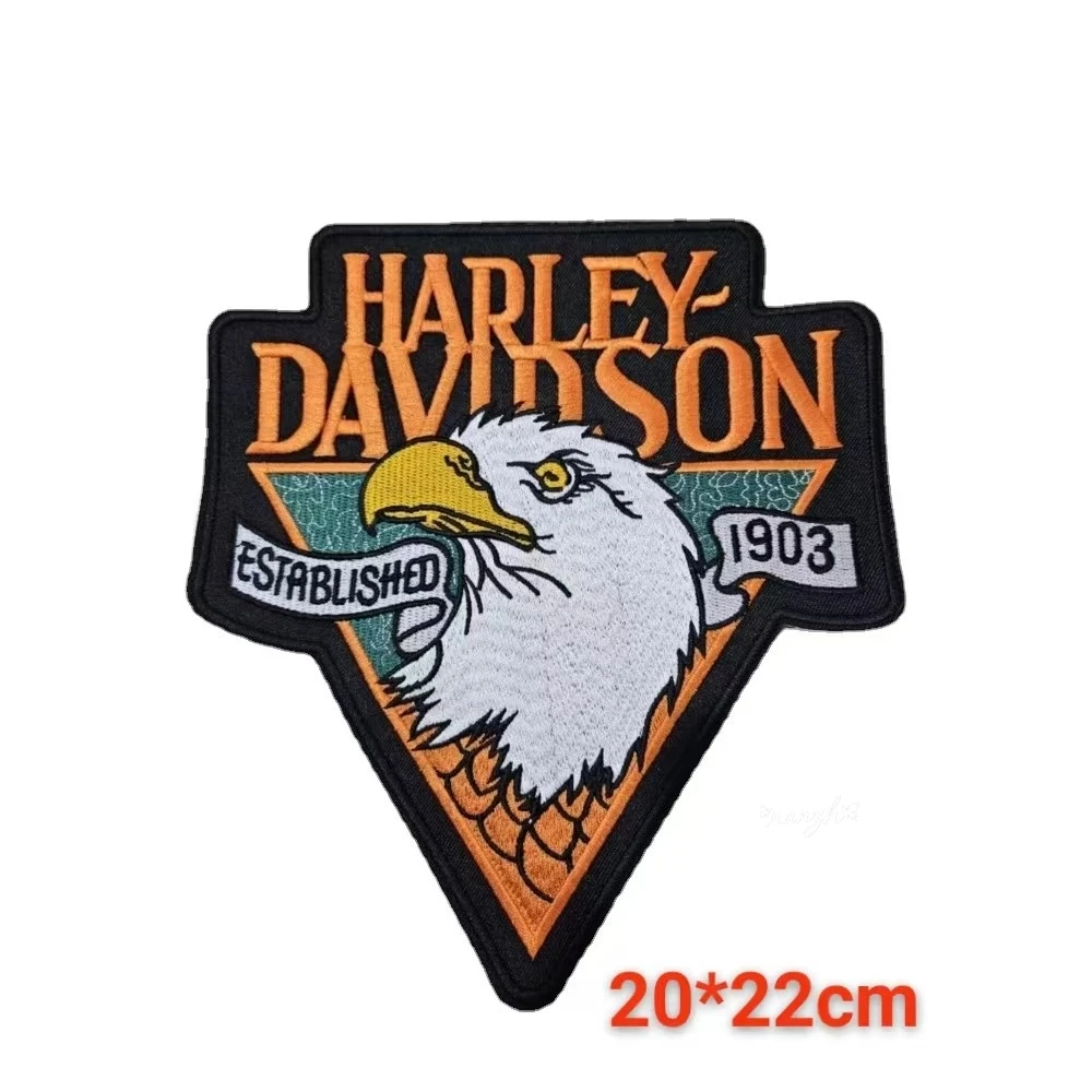 Patch Leather Jacket Denim Hot Melt Adhesive Patch Accessory For Harley Davidson lectra Glide Motorcycle Logo Embroidered Fabric view 5