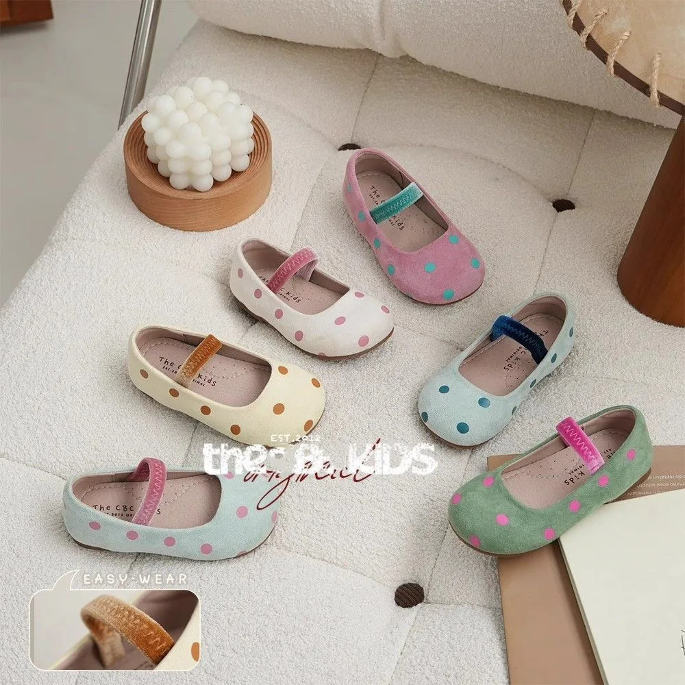 Baby Girls Shoes 2026 Summer New Girls Polka Dot Flat Shoes Elastic Mary Jane Shoes Sweet Cute Leather Shoes For Little Kids