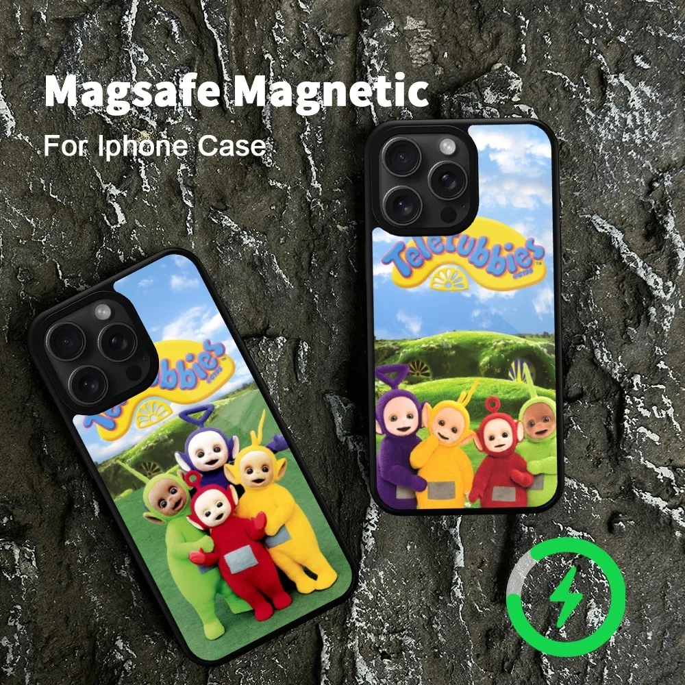 Etui na telefon Cartoon T-Teletubbies do iPhone\'a 15 14 13 12 11 Pro Max Plus Magsafe Magnetic Wireless Charging Cover