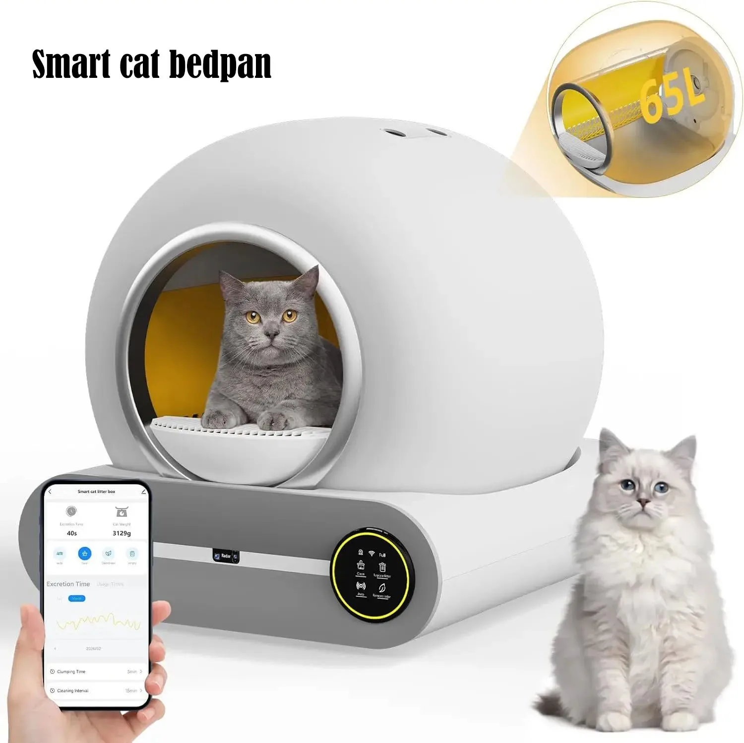 

Smart Self-cleaning Cat Litter Box App Control Automatic Cat Tray Mute Oversized Closed Cat Tray Deodorization Pet Products