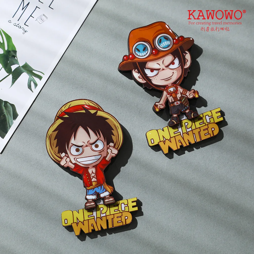 Anime Magnet Refrigerator Magnetic Sticker Wooden Luffy Zoro Cartoon Home Kitchen Convenience Message Board Sticker memorabilia