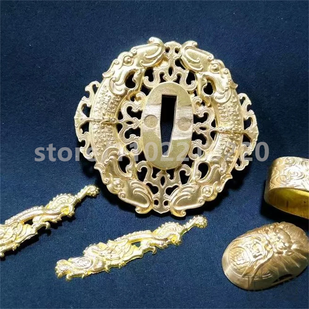 Exquisite Copper Brass Tsuba Handguard Guard Copper Fuchi Kashira Menuki For Real Japanese Japan Samurai Katana Sword Fittings