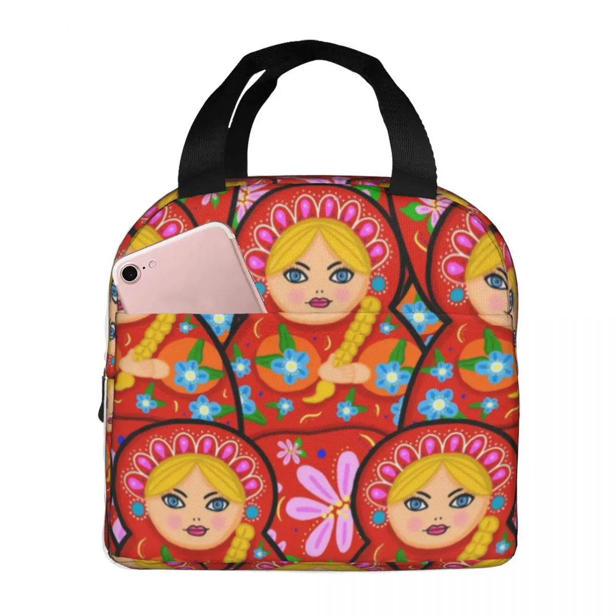 Russian Doll Matryoshka Thermal Insulated Lunch Bags Russia Folk Art Babushka Pattern Resuable Lunch Container Storage Food Box