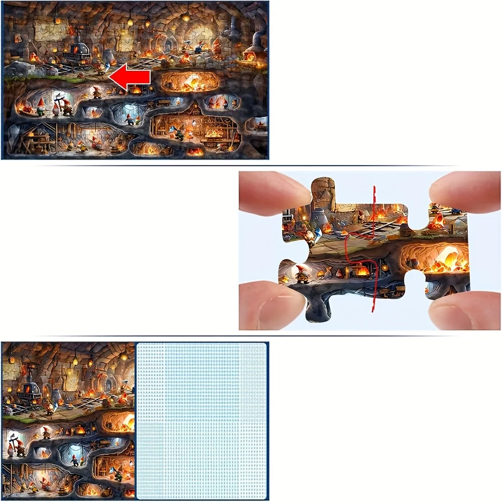 Puzzle per adulti da 500/1000 pezzi - Mondo fantasy intricato su larga scala con gnomi, draghi e creature magiche - Impegnativo 500 pezzi o