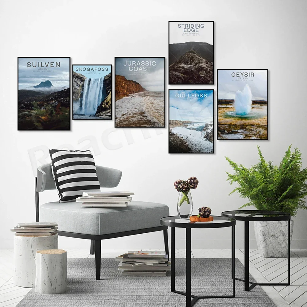 Jurassic coast, Devon, Dorset, Cornwall, Reykjavik, Hot Springs, Iceland, Sulwin, Assint, North West Highlands travel poster