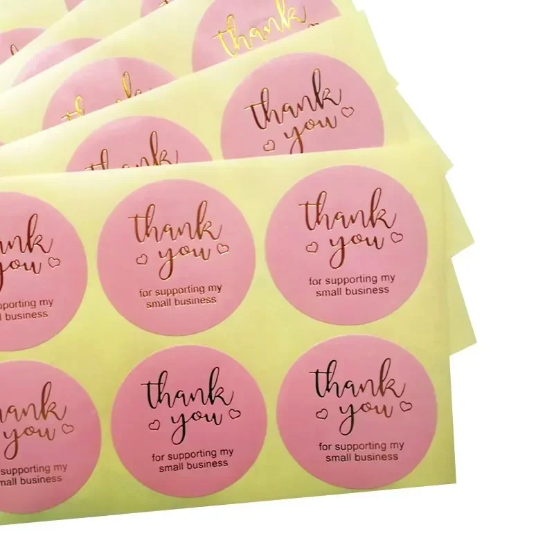 60pcs Bronzing pink THANK YOU round sealing sticker 5cm supply for Valentine's Day Christmas Thanksgiving