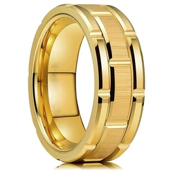 Fashion Stainless Steel Rings for Men Jewelry Accessories Anniversary Gift Trendy Double Groove Watch Band Shape Brushed Rings