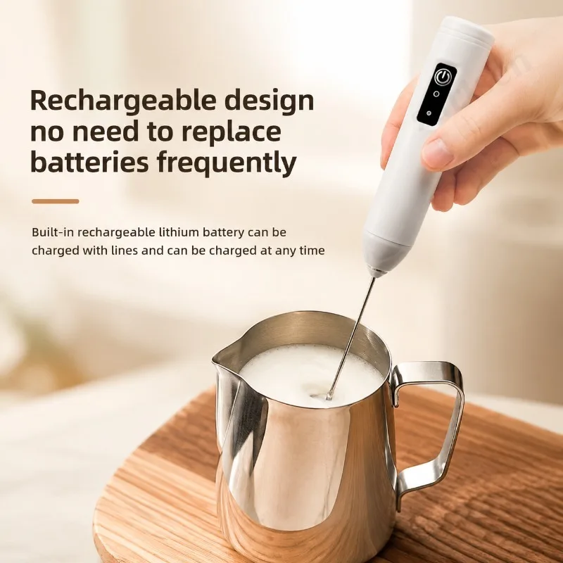 Electric Coffee Milk Foaming Mixer Coffee Creamer Whisk Handheld Egg Beater Froth Mixer Kitchen Automatic Kitchen Whisk Tools view 3