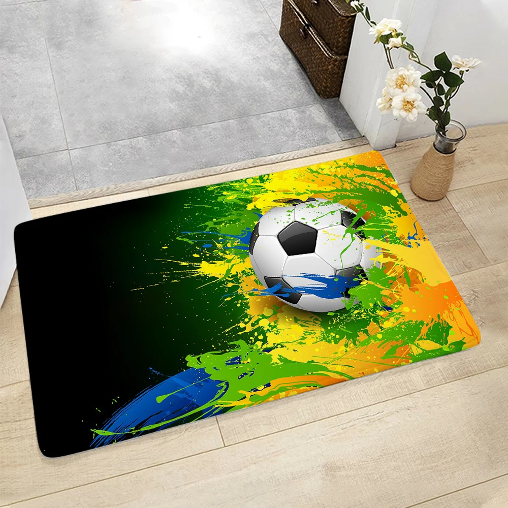 

CLOOCL Flannel Doormat Children's Bedroom Non-slip Kitchen Mat Graffiti Cool Football Graphic One-Side Printing Rug Dropshipping