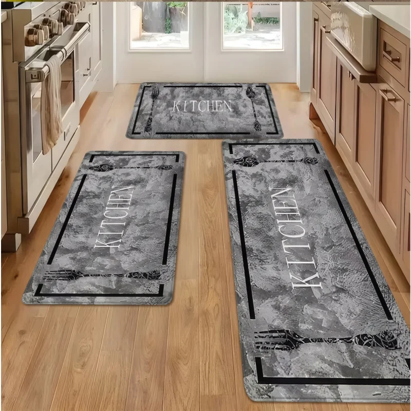 VIKAMA 1/2pcs Vintage Kitchen Carpet Non-Slip Easy Cleaning Dining Room Floor Mat Bedroom Corridor Carpet Home Decoration