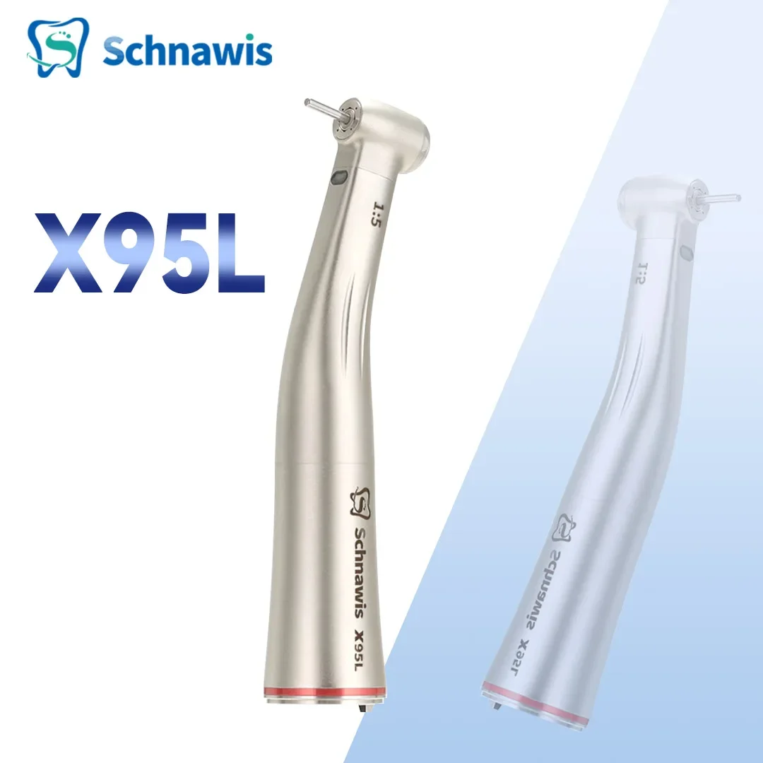 

X95L Dental Against Contra Angle 1:5 Increasing Speed Handpiece LED Fiber Optic Handpiece Inner Water Red Ring contraangulo