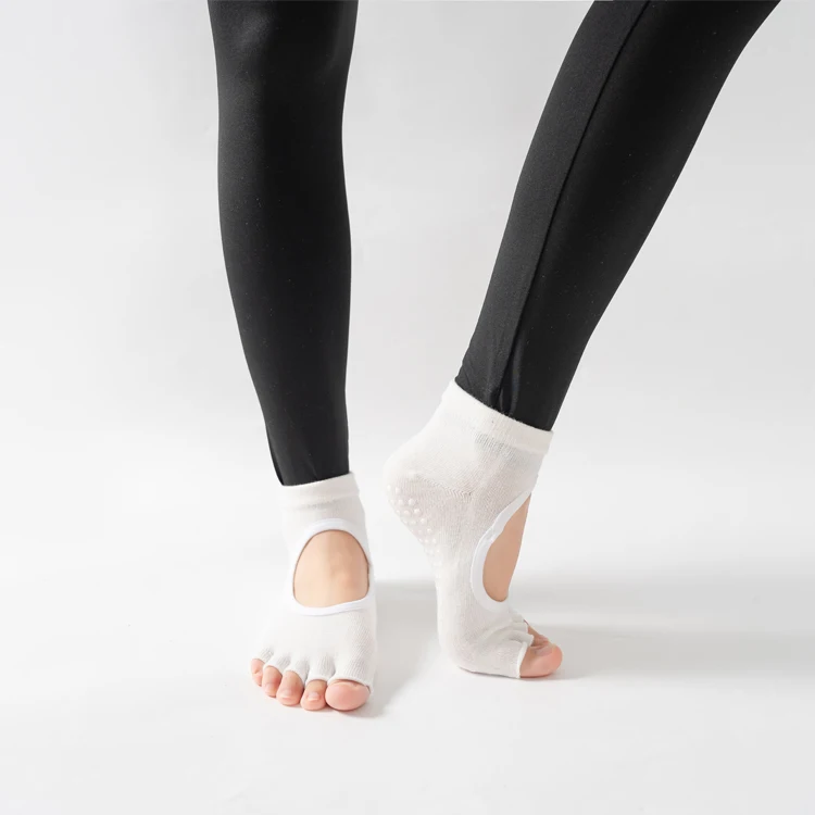 Frauen rücken freie Fünf-Zehen-Yoga-Socken rutsch feste Baumwolle Damen tanzen Balletts ocken öffnen halb atmungsaktive Fitness-Sports ocke für Pilates – Detail 31