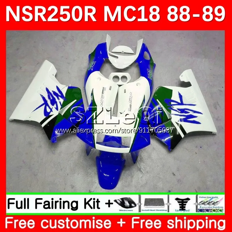 Body + Decal For HONDA NSR250 NS NSR 250 R RR 250R Green blue 23No.152 PGM2 MC16 MC18 NSR250R 88 89 NSR250RR 1988 1989 Fairing