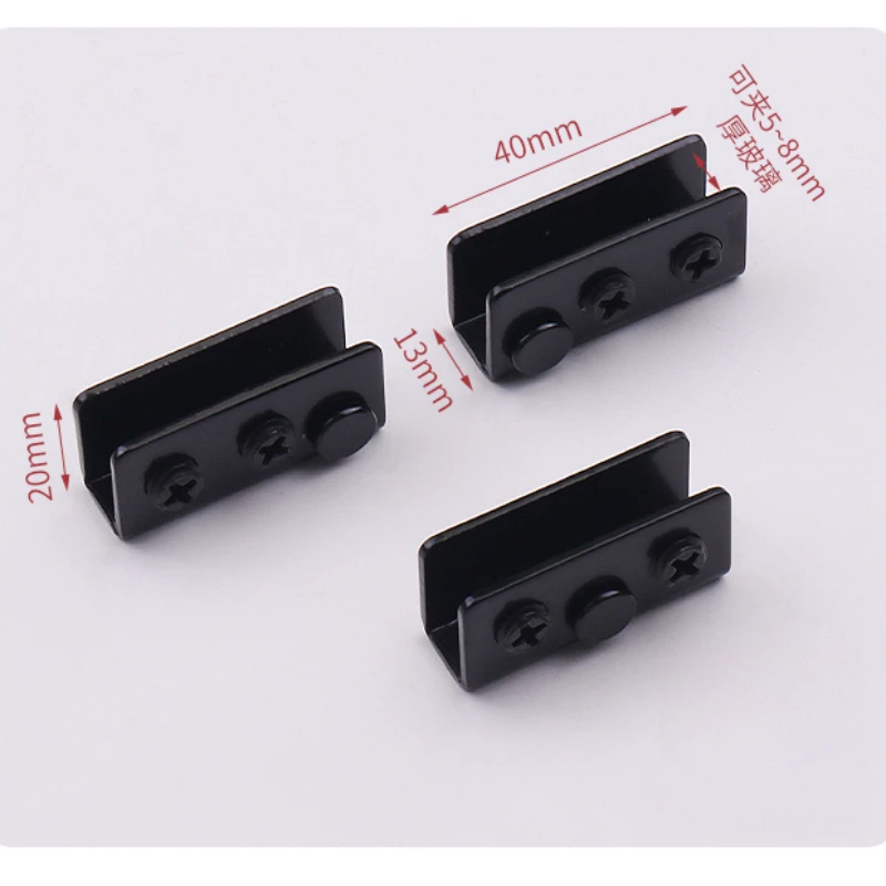 A Set of 2Pcs Non-Perforated Glass Door Hinge Display Cabinet Wine Cabinet Rotating Shaft Glass Clips Furniture Door Hardware