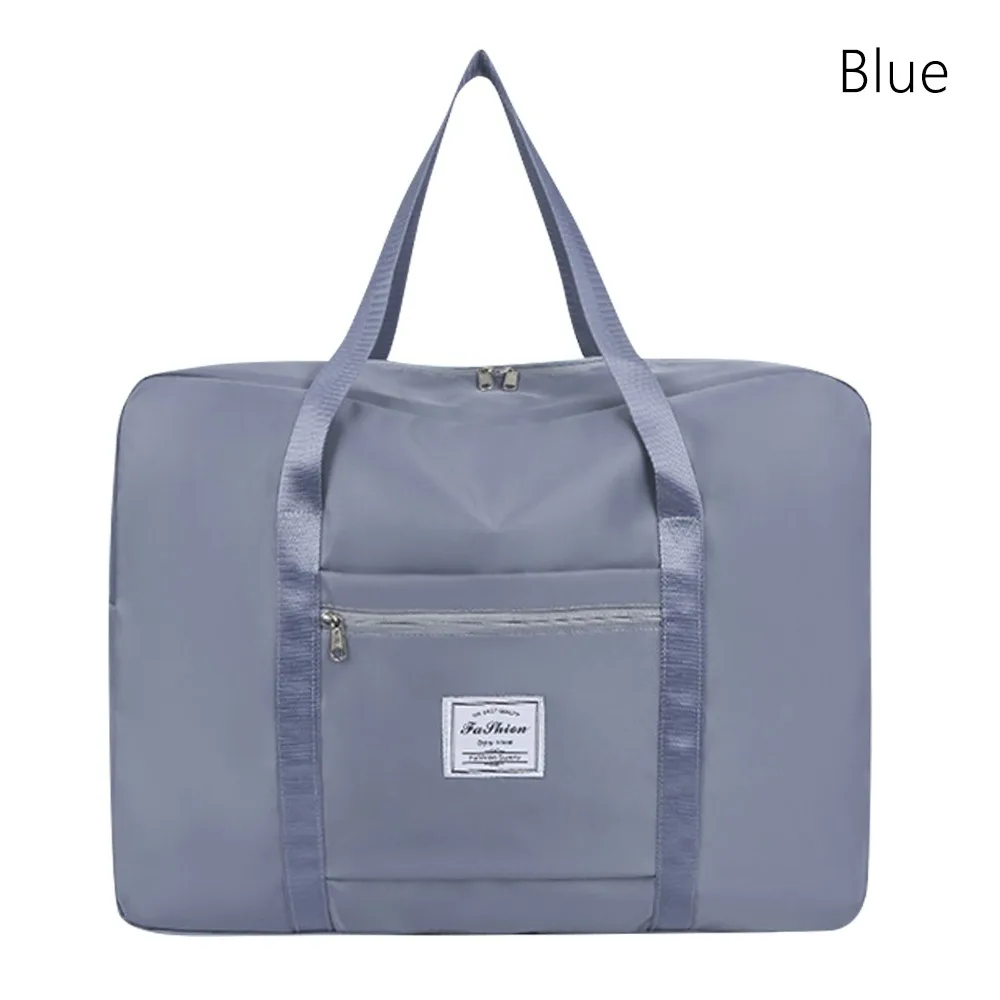 

High Quality Oxford Cloth Foldable Travel Bag Solid Color Waterproof Handbag Wear-resistant Multi Pocket Tote Bag Unisex