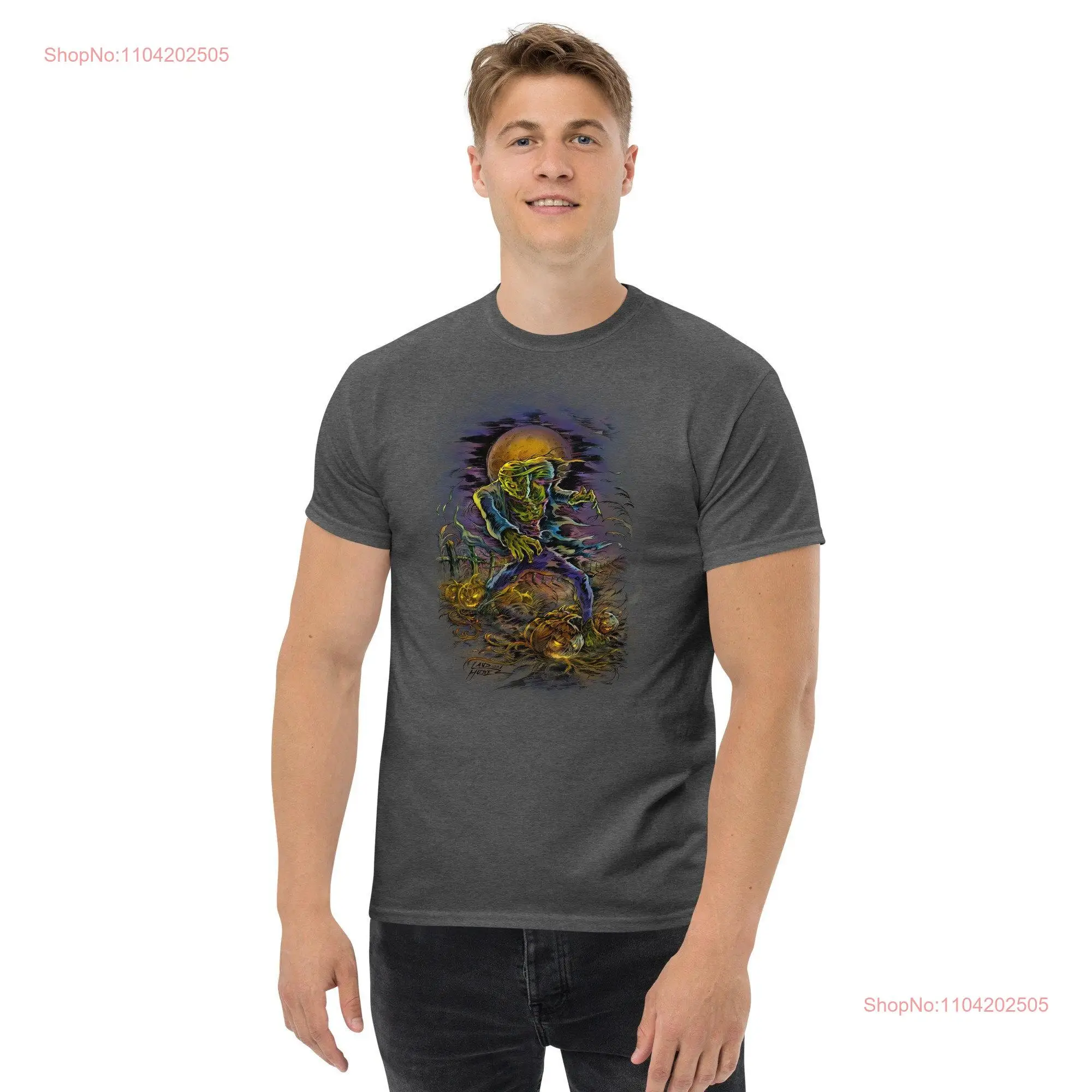 Spooky Creative Halloween T shirt Ghoul With Pumpkins by Landon Huber GifT Cool Art Multiple sizes and colors