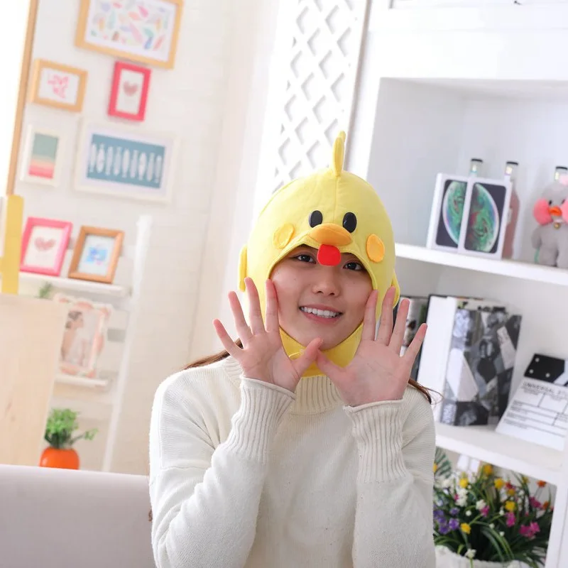Novelty Funny Cartoon Chicken Animal Plush Hat Stuffed Toy Full Headgear Cap Cosplay Costume Festival Party Photo Props 1