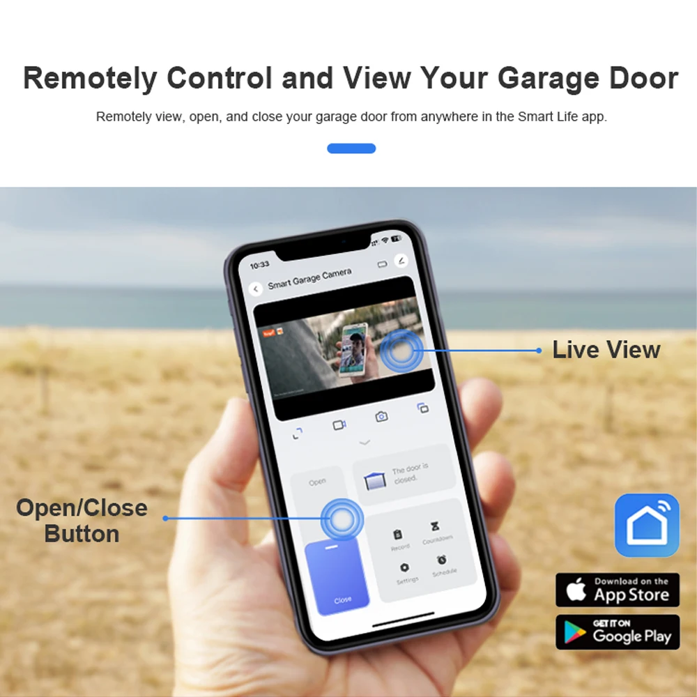 Tuya Smart WiFi Garage Camera Door Opener Controller Alexa Echo Google Home Smart Life Tuya APP Remote Control with 1080P Camera