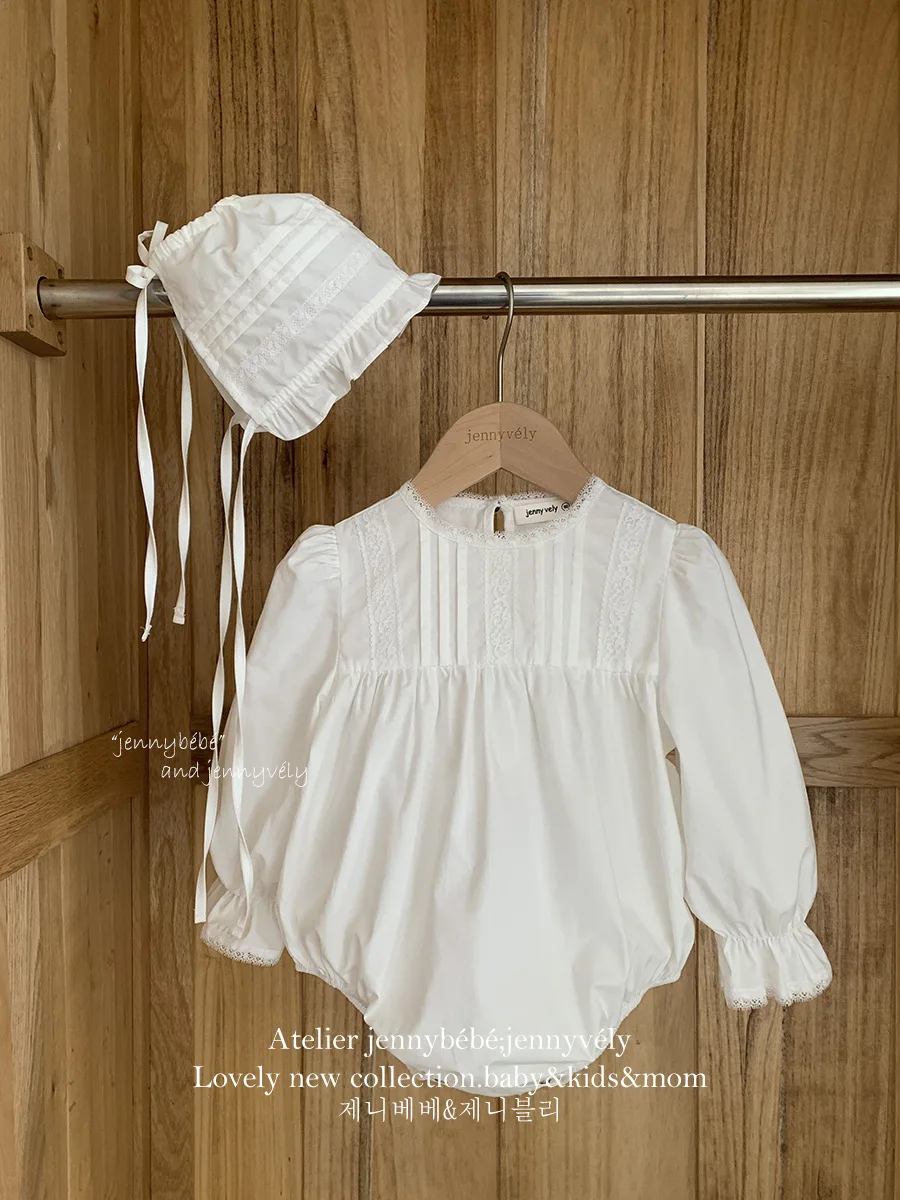 Spring Autumn  Cotton Elegant Dress Baby Girl  Romper +Hat  Kids Girl Dress Sisters Look Clothes