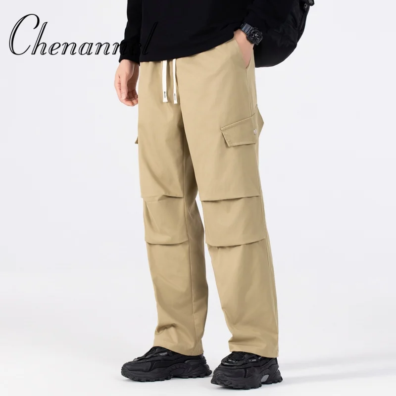 ذكر متعدد جيب بنطلون ركض بنطلونات الرجال المشي لمسافات طويلة في الهواء الطلق البضائع السراويل فضفاض Armygreen جديد سراويل قطنية رجالي