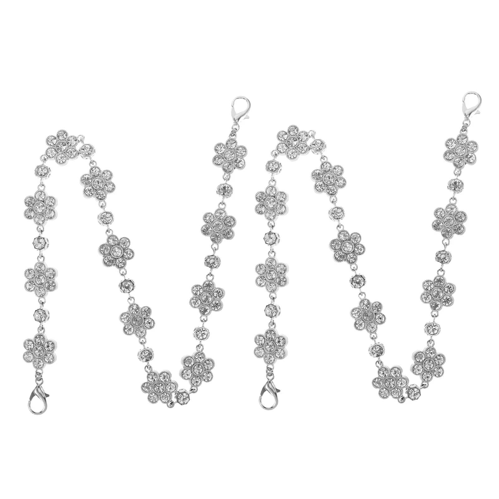 

2Pcs Rhinestone Chain for Bags Adjustable Decorative Purse Strap Replacement Crossbody Shoulder Bag Accessory Flower Purse Chain