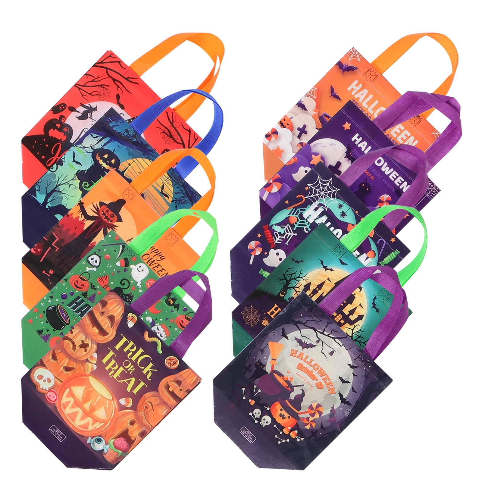 

10 Pcs Tote Bags Halloween Favor Pouch Non-woven Candy Packing With Handle Travel