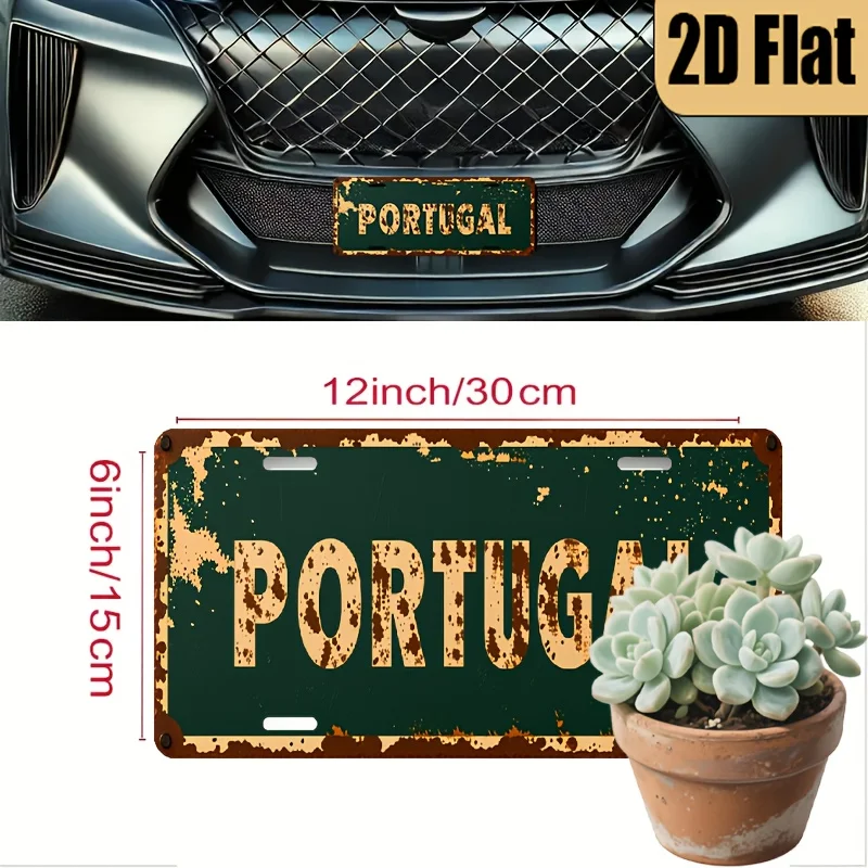 1pc, 2D flat, vintage style aluminum license plate