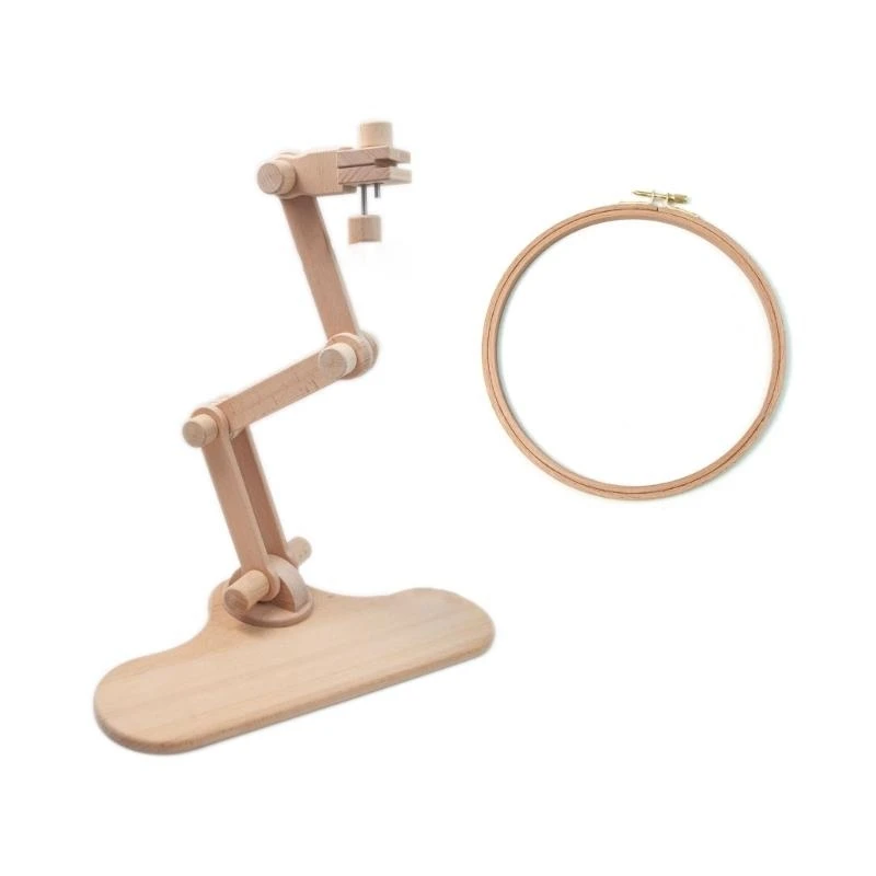 E06B Adjustable Wooden Embroidery Lap Stand Embroidery Frame Rack Holder