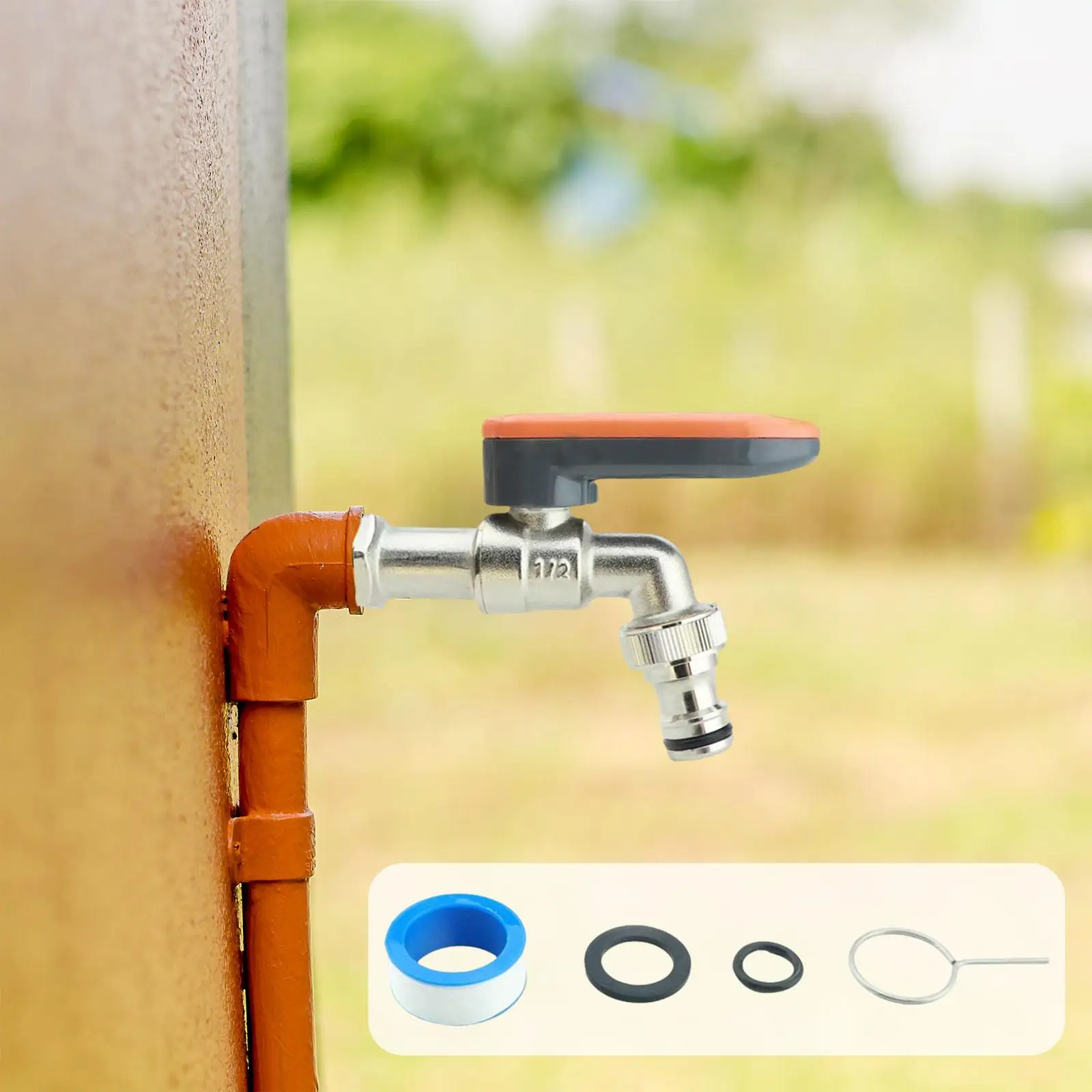 

Copper Outdoor Security Faucet with Digital Lock Freeze Resistant Spigot for Home Garden Courtyard Washing