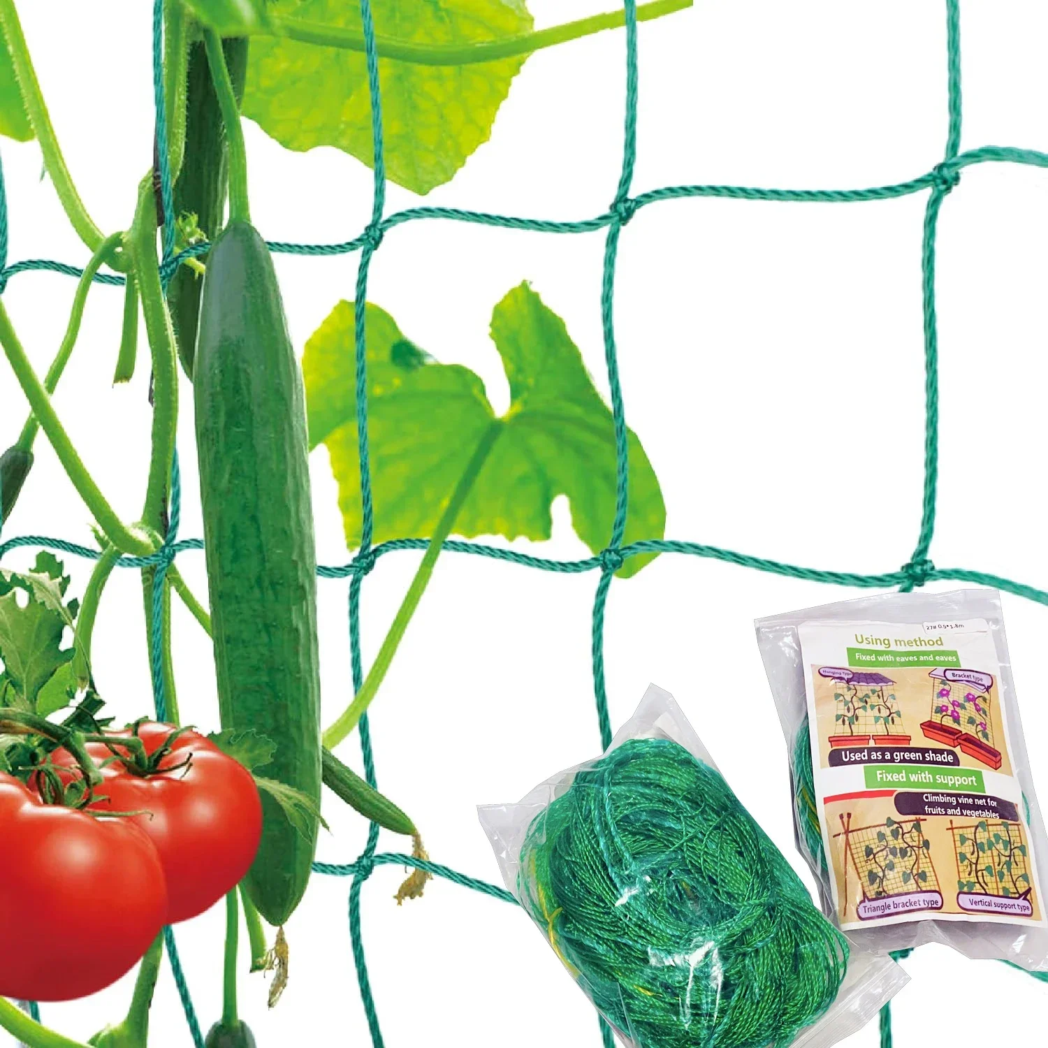 Garden Trellis Netting for Climbing Plants, Plant Netting for Cucumber,27 Strands Nylon & 10×10CM Mesh, Grow Net,Fence net