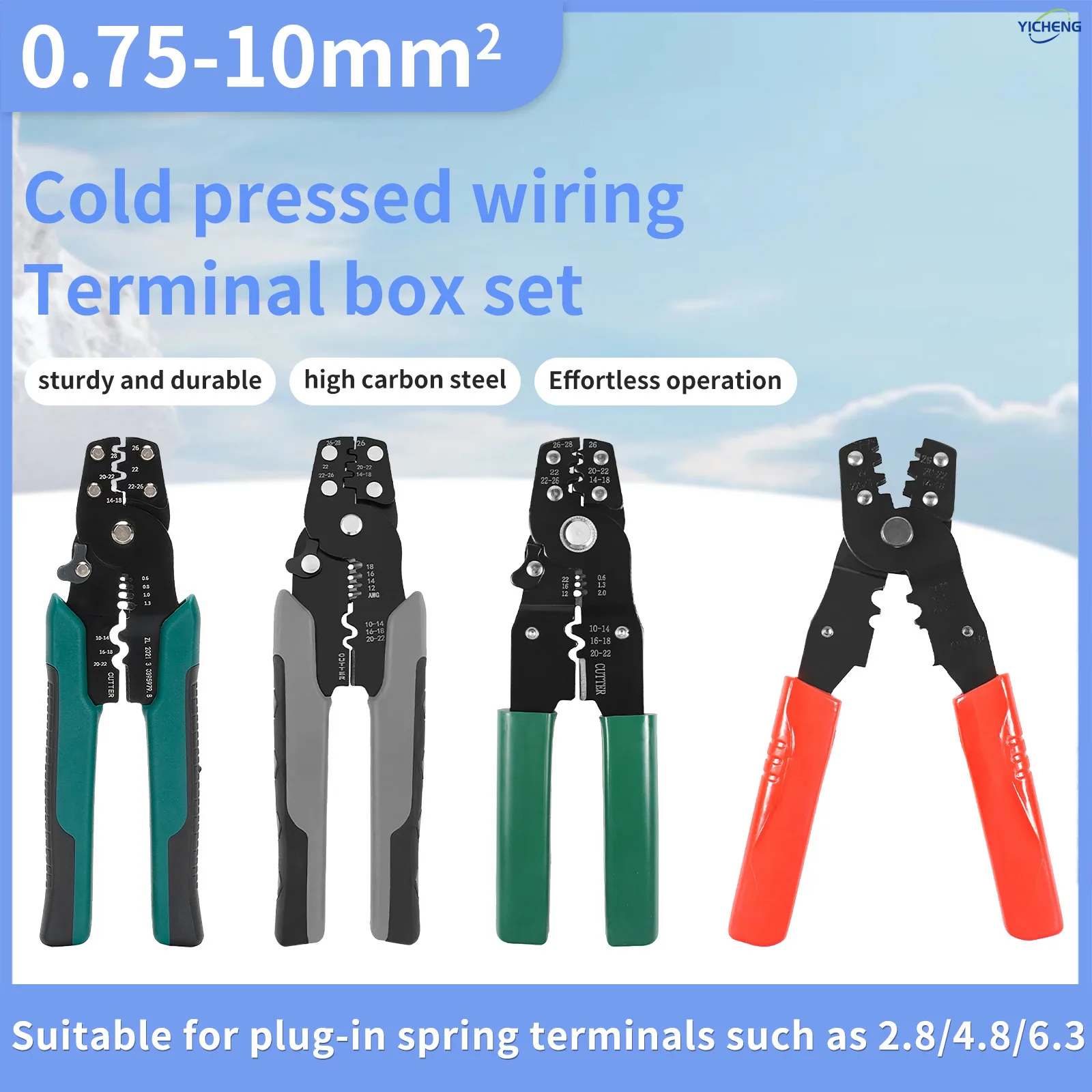 YICHENG Wire Connectors Crimping Tool,Multifunctional Stripping Crimping Pliers,Tube Shaped Insulated Wire Terminal combination
