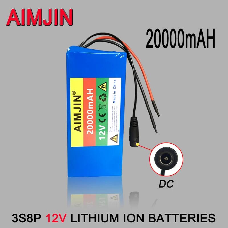 12V 20Ah Lithium ion Battery 3s8p High Current Large Capacity 20000mAh Xenon Lamp Motor Mobile Backup Rechargeable Battery