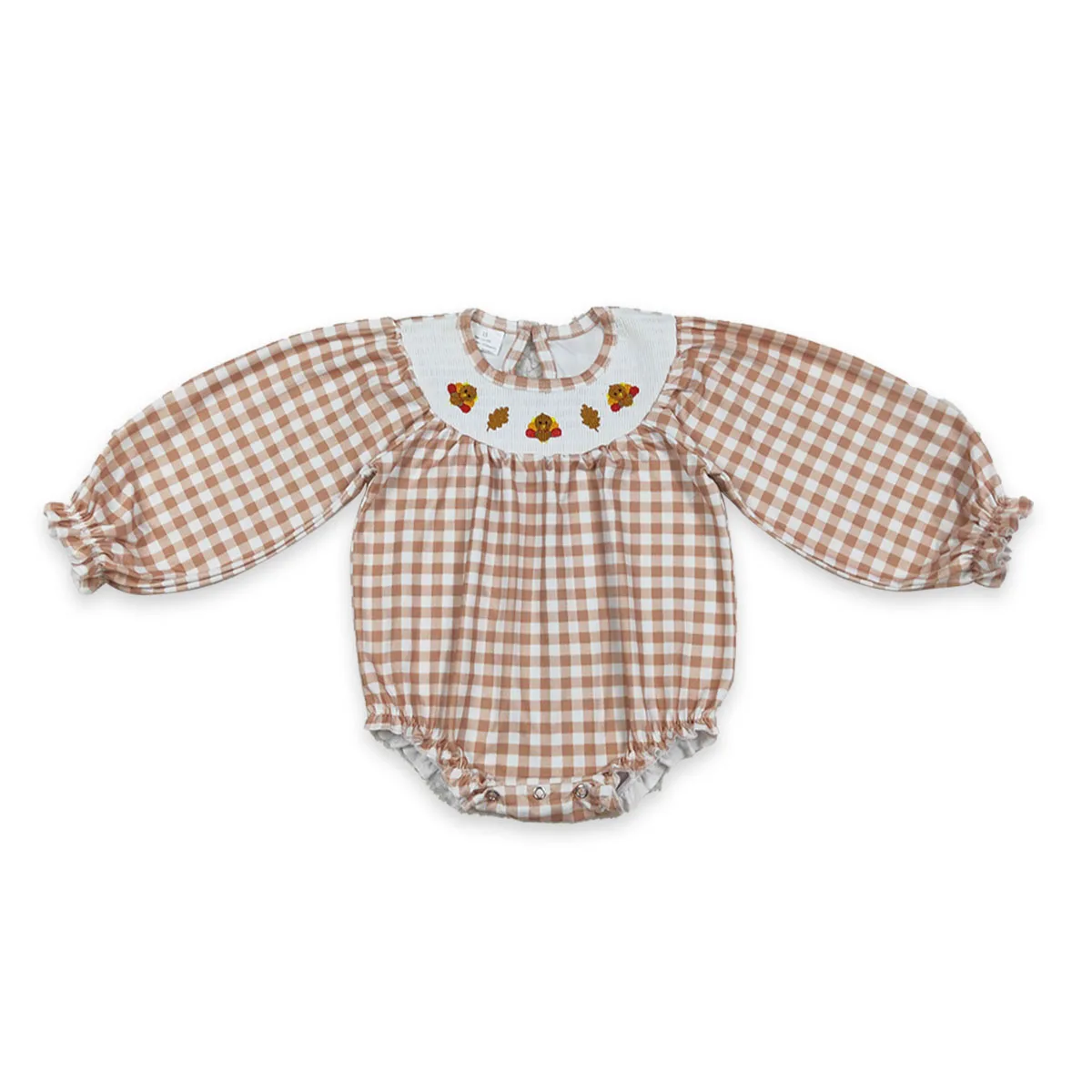 

Оптовая продажа, комбинезон для новорожденных, комбинезон с пузырьками для маленьких девочек, детский комбинезон с рюшами на День Благодарения и листьями индейки, цельный комбинезон