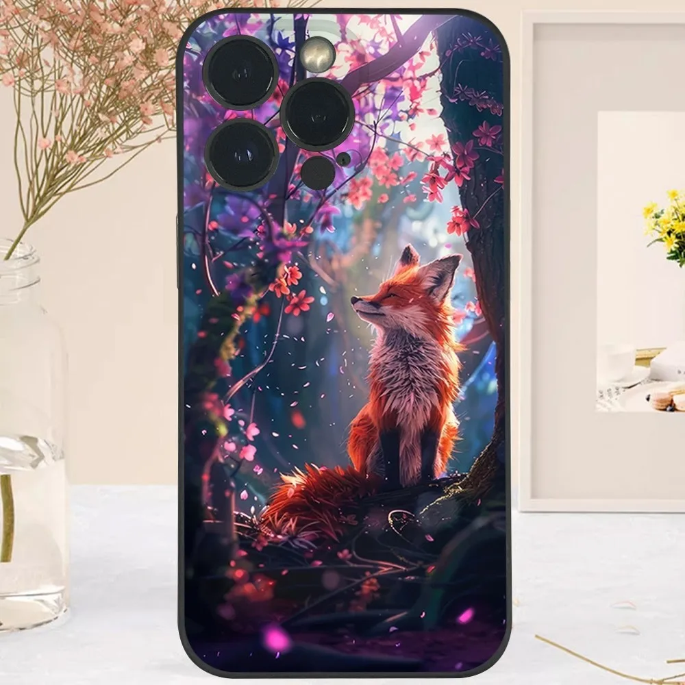 Cute Animal Fox Cool Clear Phone Case For iPhone 15 14 13 12 11 Pro Xs Max Mini XR X 7 8 Plus Black Frosted Soft Shell Funda