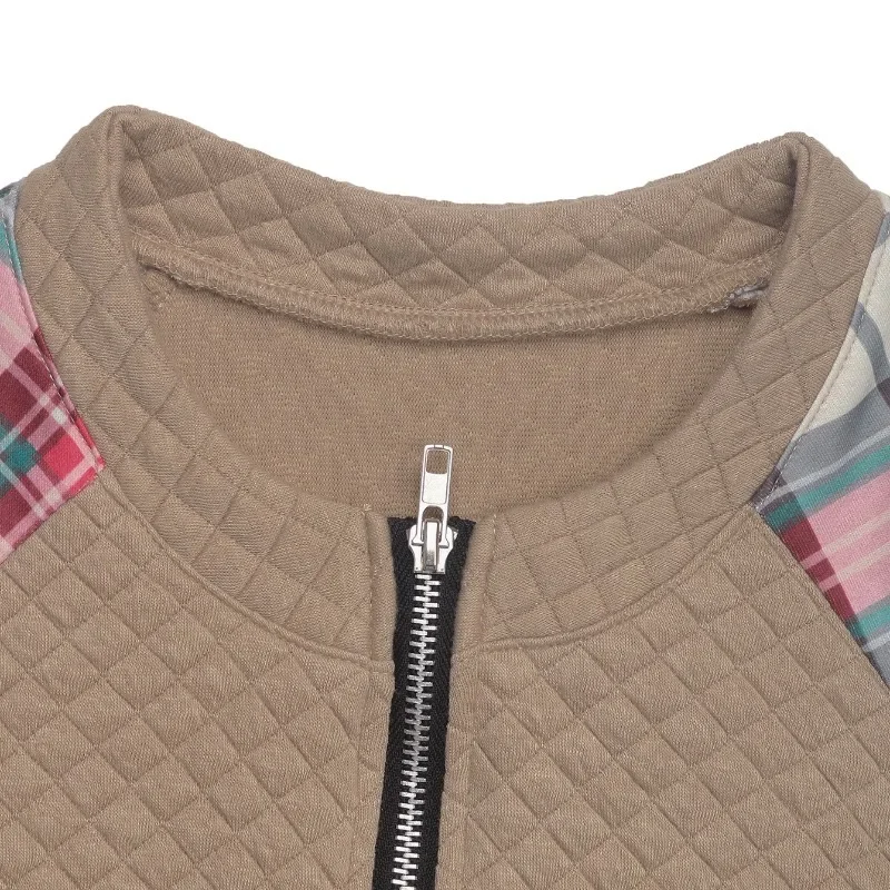 Haut à manches à carreaux pour femmes, Texture rétro, couleur contrastée, pull, mode automne hiver, nouveaux arrivages