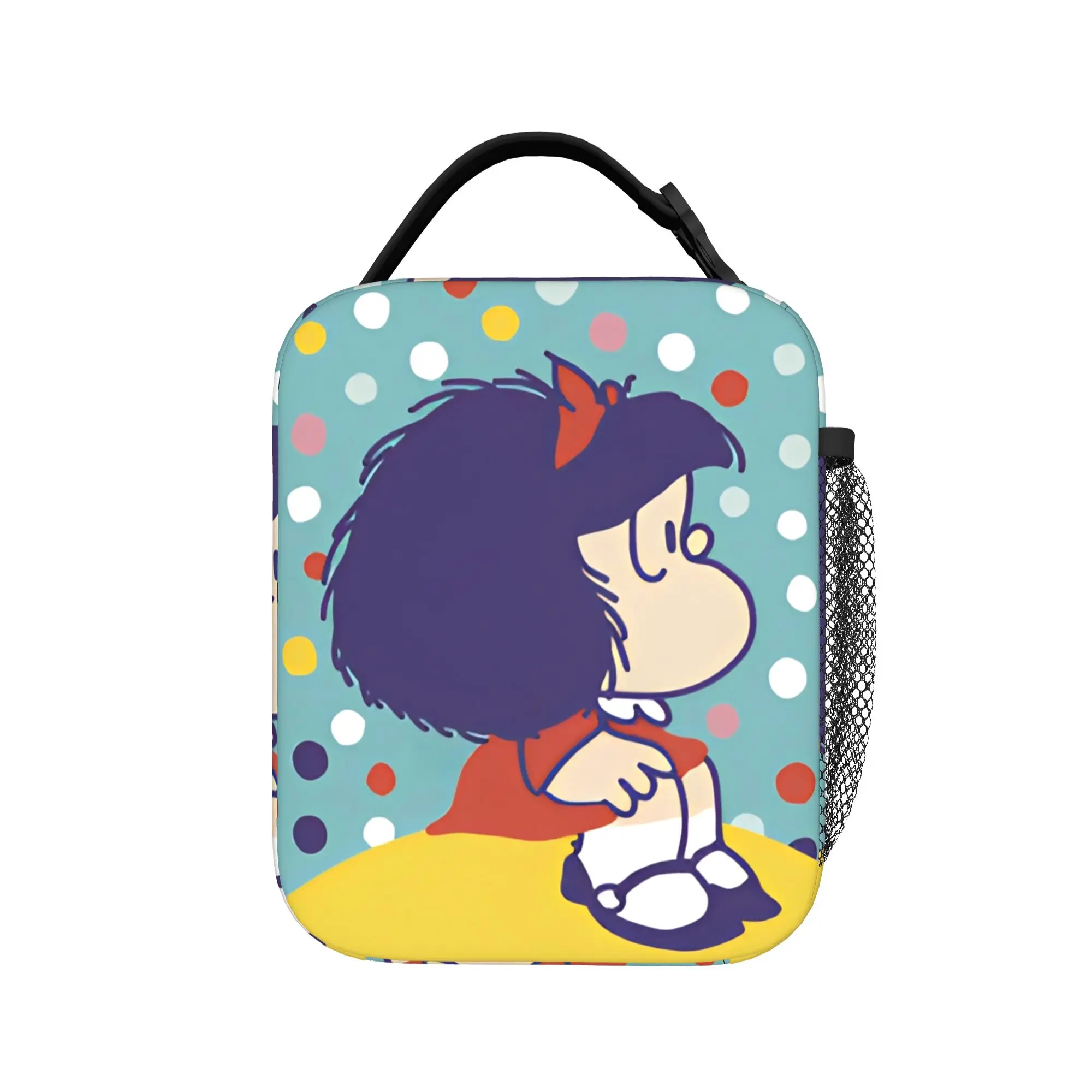 Mafaldas Polka Dot Cartoon Insulated Lunch Bags Cooler Bag Reusable,Lunch Container Tote Lunch Box Girl Boy Work  Travel