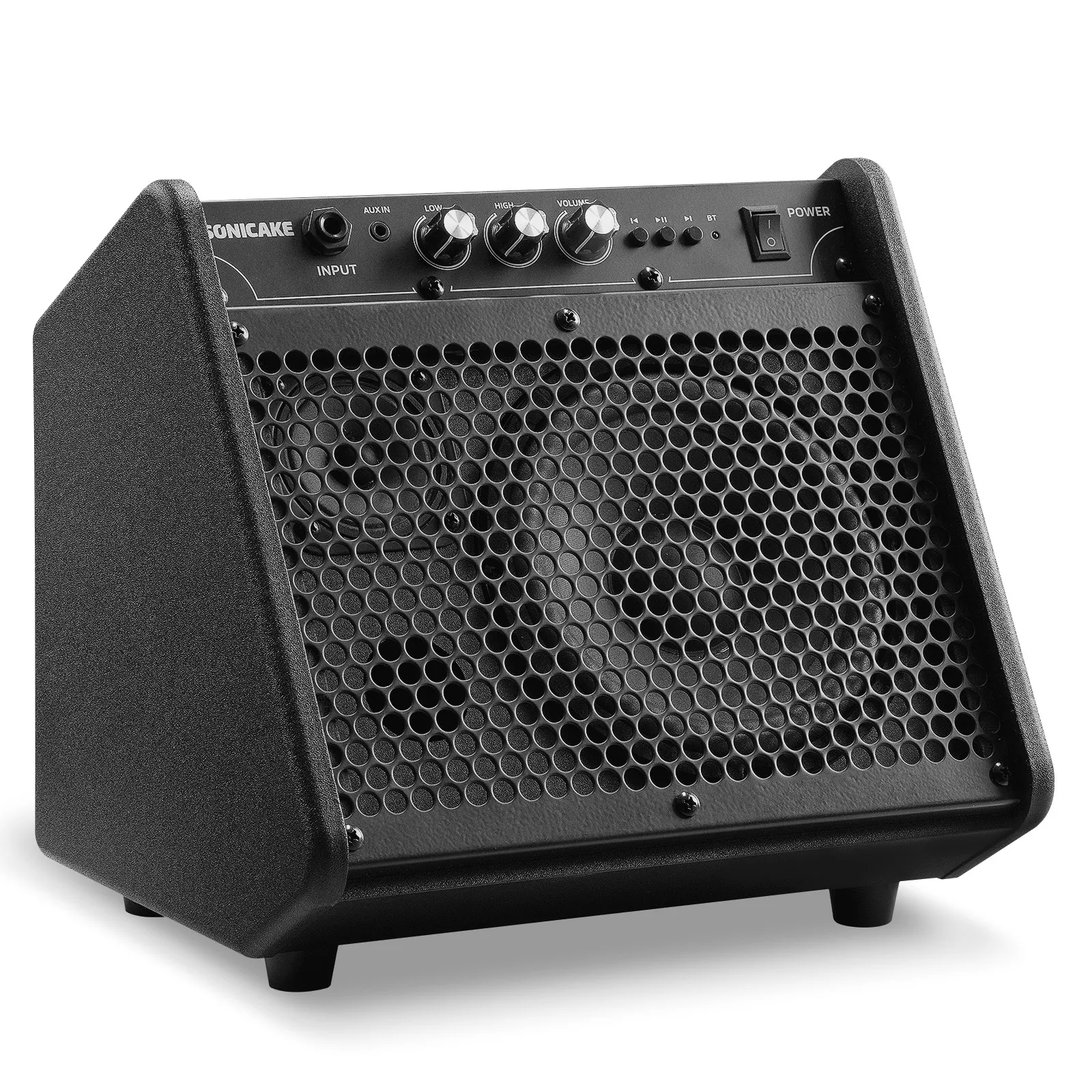 SONICAKE Electric Drum Amplifier 20W Portable Bluetooth Speaker System with Dual Drivers & USB Interface QDM-20