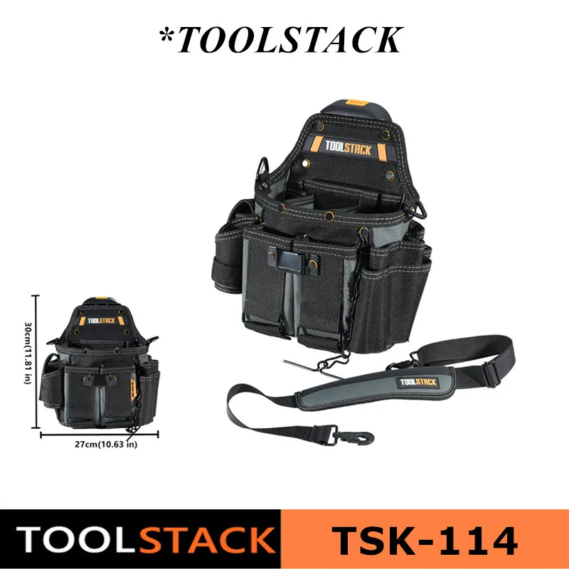 TOOLSTACK TSK-144 Electrician's Pouch Shoulder Strap Thickened Large-Capacity ToolKit Pack Multifunctional Electrician Tool Bag
