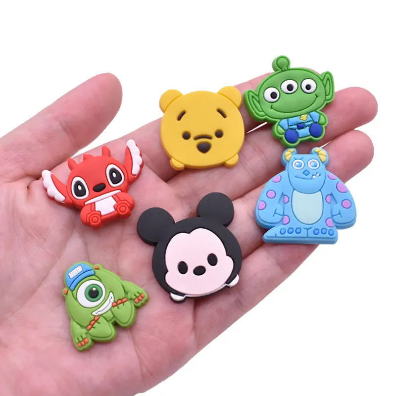 1Pcs Disney Cartoon PVC Shoe Set Crocs Charms Buckle Accessories DIY Cartoon Animals Shoes Charms Decoration for Kids Party Gift