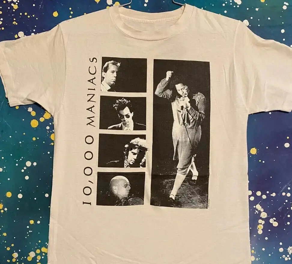 Vtg 1000 Maniacs Cotton White Unisex Full Size Shirt