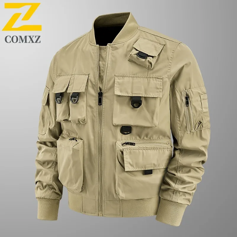 

COMXZ 2025 Men Baseball Jacket American classic Coat Casual Workwear Flight Jacket Spring Autumn Trendy lightweight windbreaker