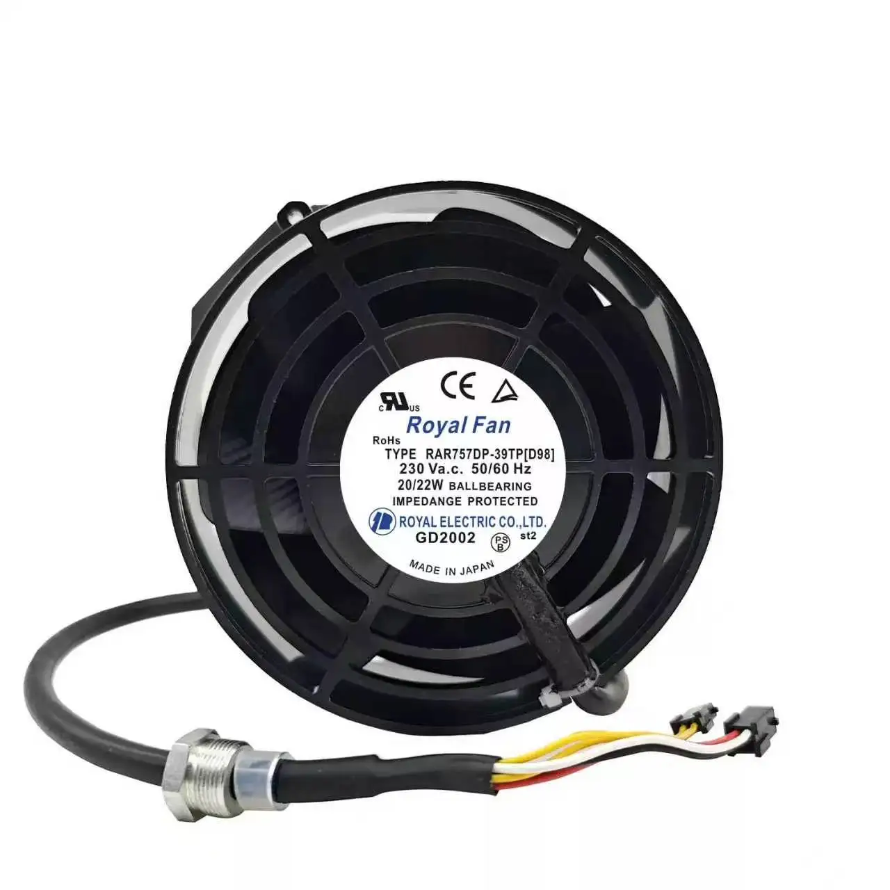 For Royal Fan RAR757DP-39TP[D98] AC 230V 20/22W Ball Bearing Industrial Cabinet Machine Cooling Fan Made in Japan CE CURUS