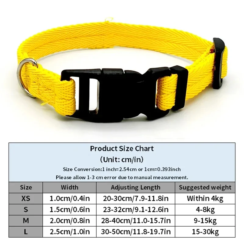 Nylon Webbing Dog Collar, Heavy Duty, Clip Buckle, Pet Collar para cães pequenos e médios, Chihuahua, vermelho, preto, azul, roxo