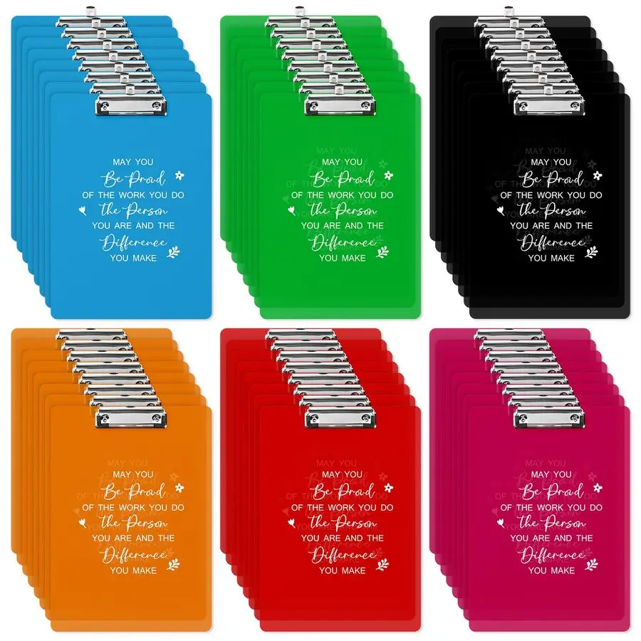 

48 Pcs Graduation Employee Appreciation Gift Plastic Clip Boards Colored Clear Clipboards with Low Profile Clip Inspirational Of